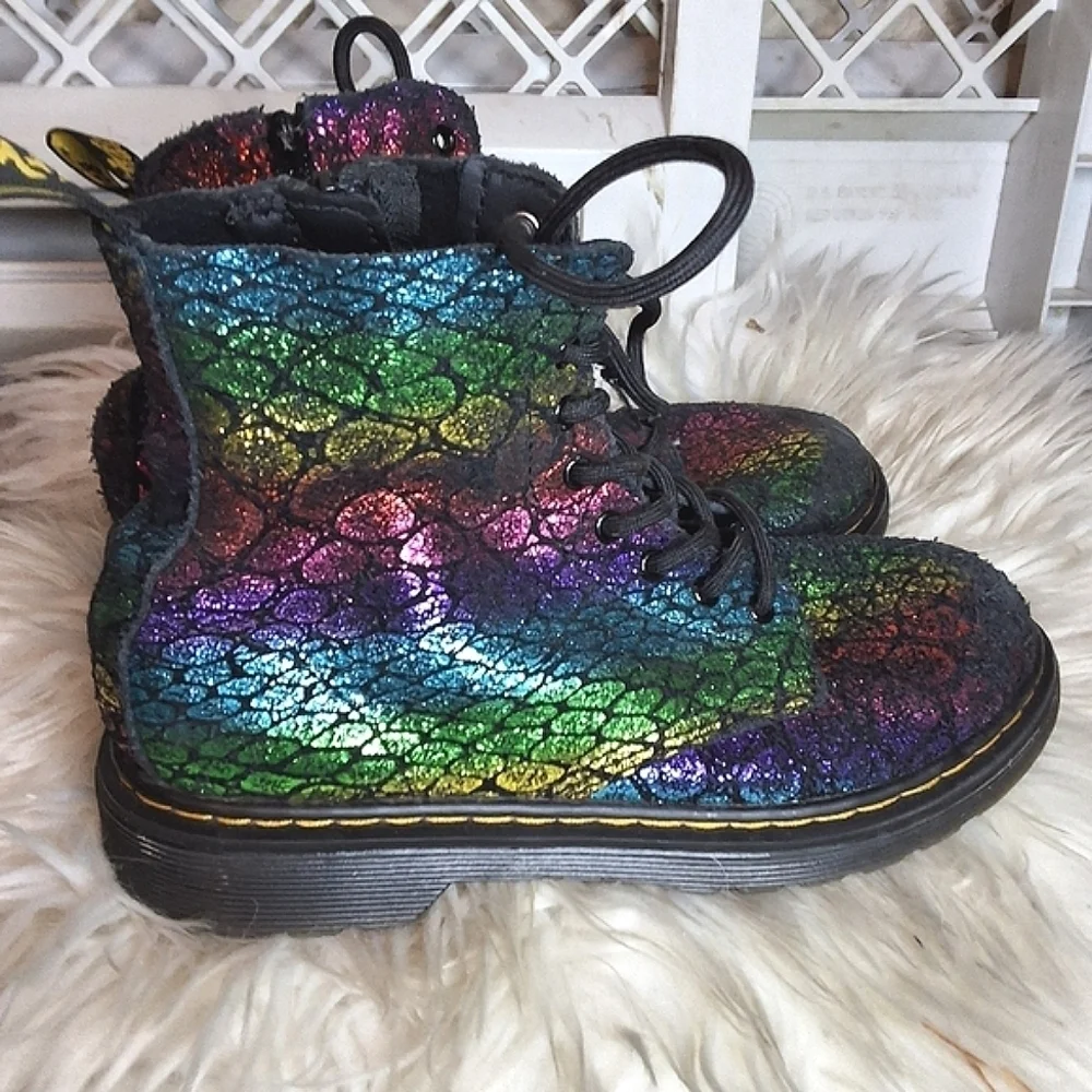 Dr. Martens iridescent croc pascal 1460 lace/ zip combat boots 3